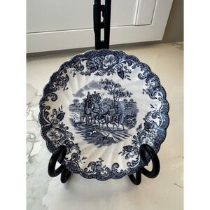 Johnson Brothers‎ Coaching Scenes Saucers Set of 2 Ironstone England Blue White